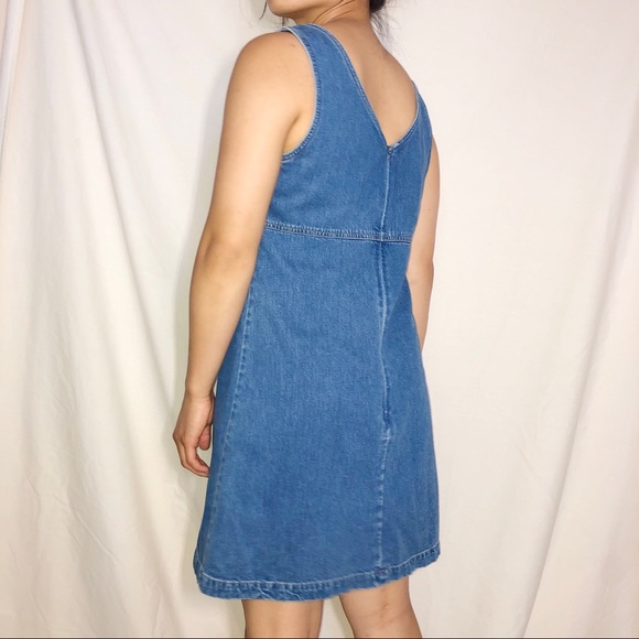 Vintage 90s Gap Sleeveless V-Neck Denim Dress - Picture 4 of 6